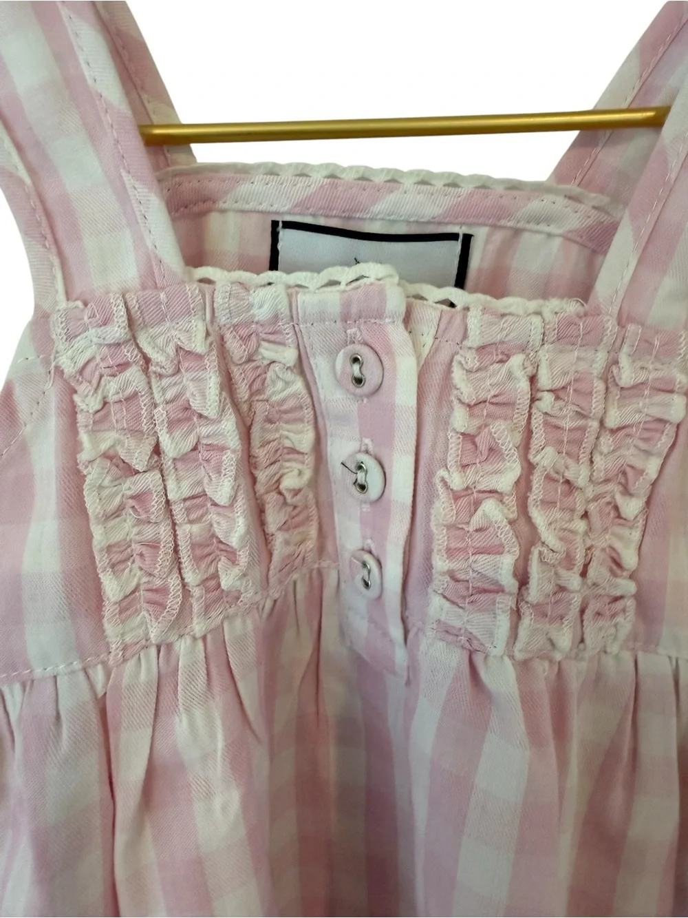 Petite Plume Gingham baby girl  Nightgown with Ruffle Front NWT 6-12 months